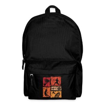 Badminton player in action with badminton racket - Backpack - black - Front