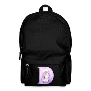 Lettre D Licorne Violette - Sac à dos - noir - Devant