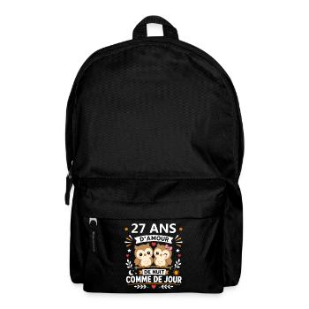 Hiboux Amour 27 Ans Jour Nuit - Sac à dos - noir - Devant