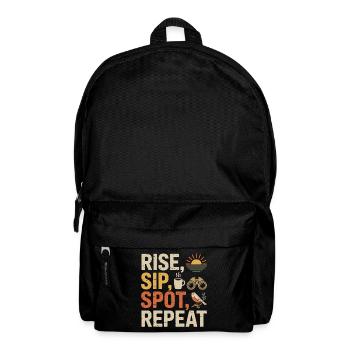 Rise, Sip, Spot, Repeat – Breakfast Motif - Backpack - black - Front