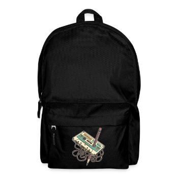 Rewind 80er Retro Musik Kassette mit Bleistift - Rucksack - Schwarz - Vorne