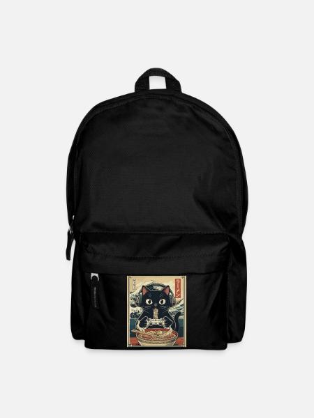 Ramen Cat Game Ukiyoe - Backpack - black