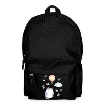 Cute Watercolor Cat and Hot Air Balloon - Rucksack - Schwarz - Vorne