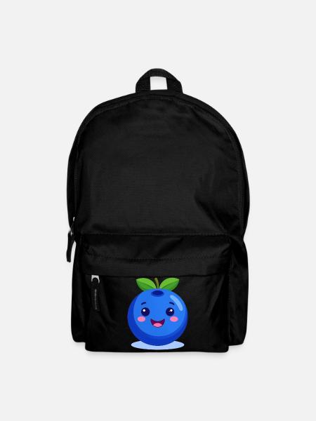 Cute Blue Blueberry – Kawaii Style Illustration - Backpack - black