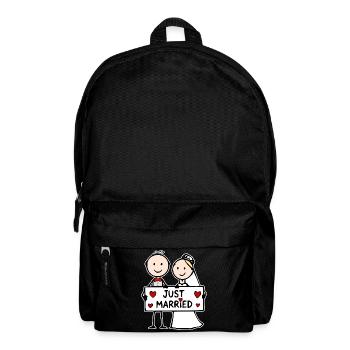 Wedding Couple Cartoon Just Married - Backpack - black - Front