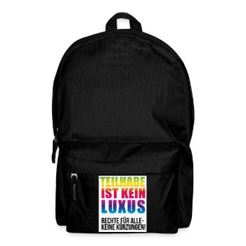 Teilhabe ist kein Luxus keine Kürzungen - Rucksack - Schwarz - Vorne