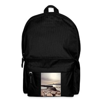 Sonnenuntergang über Pier und Felsen - Rucksack - Schwarz - Vorne