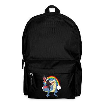 Ninja Unicorn reitet TRex Rainbow Lustiges Kindergeschenk - Rucksack - Schwarz - Vorne