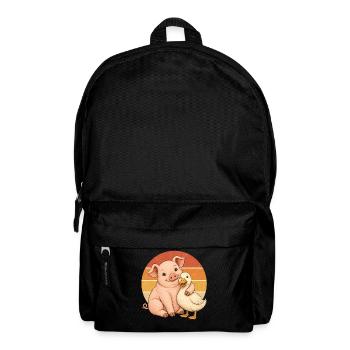 Schwein und Ente - Rucksack - Schwarz - Vorne