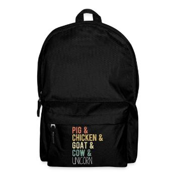 Schwein, Huhn, Ziegen, Kuh, Einhorn, Snillfarm - Rucksack - Schwarz - Vorne