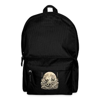 Vintage Oktopus unter Vollmond mit Segelschiff - Rucksack - Schwarz - Vorne