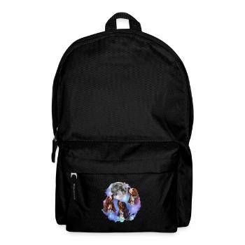 3 Basset Hounds Howling At Moon - Dog Mom Dad - Backpack - black - Front