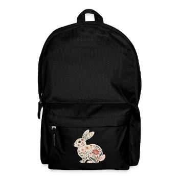 Lapin fleuri avec motif végétal - Sac à dos - noir - Devant