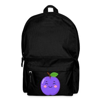 Prune de Kawaii bleu-violet – Motif de fruits sucrés - Sac à dos - noir - Devant