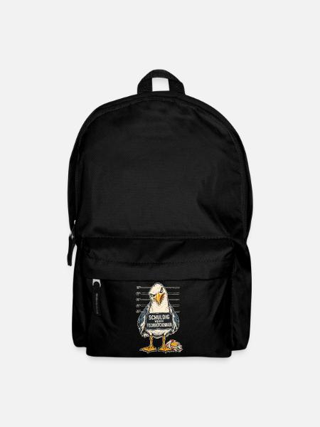 Möwe Fischbrötchenraub Lustiger Spruch Shirt - Rucksack - Schwarz