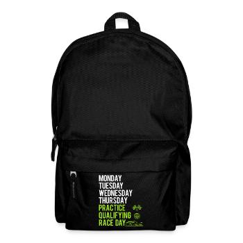 Trainingsqualifikationsrenntag – Rennwochenende - Rucksack - Schwarz - Vorne