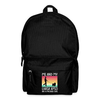Lhasa Apso Hund - Rucksack - Schwarz - Vorne