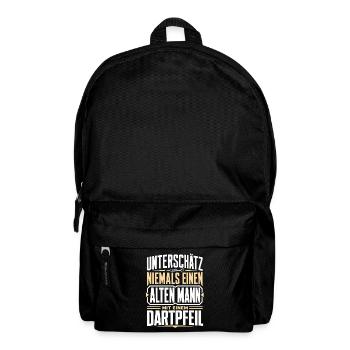 Alter Mann mit Dartpfeil - Rucksack - Schwarz - Vorne