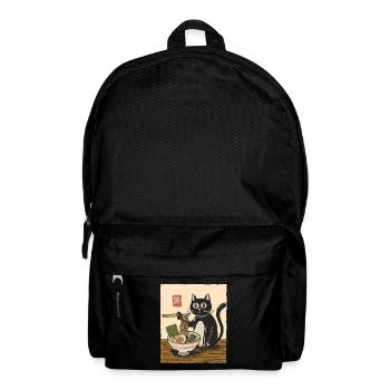 Retro Schwarze Katze Ramen Nudeln Kunst - Rucksack - Schwarz - Vorne