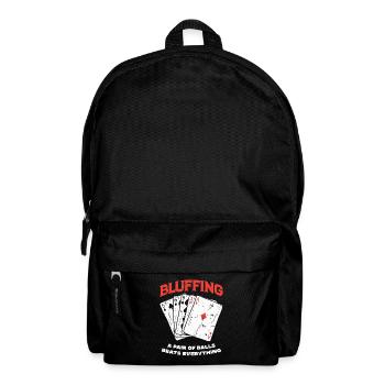 Bluffing Kartenmotif mit Pokerheld - Rucksack - Schwarz - Vorne