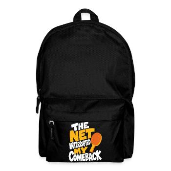 Tischtennishumor – Netz stoppt das Comeback - Rucksack - Schwarz - Vorne