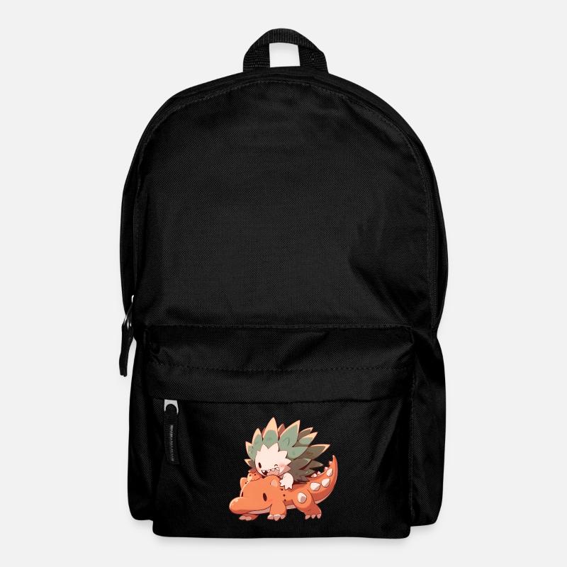 Cute hedgehog riding dino - Backpack - black