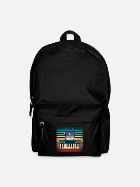 Synthesizer Keyboard Musikproduzent Katze - Rucksack - Schwarz