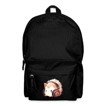 Cute hedgehog with headphones - Backpack - black - Front