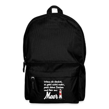 Meer Ostsee Nordsee Spruch Strand Leuchtturm - Rucksack - Schwarz - Vorne