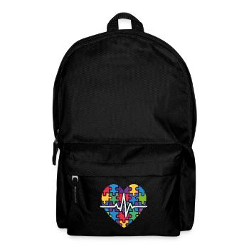 Buntes Puzzle Herz Herzschlag - Rucksack - Schwarz - Vorne