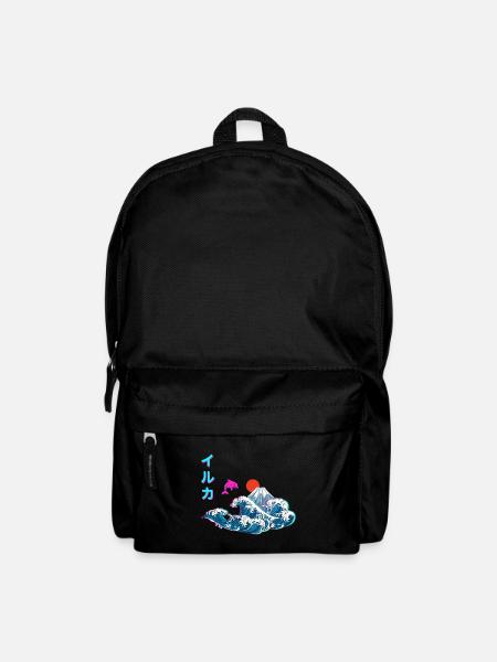 Japanese Vaporwave Great Wave of Kanagawa - Backpack - black