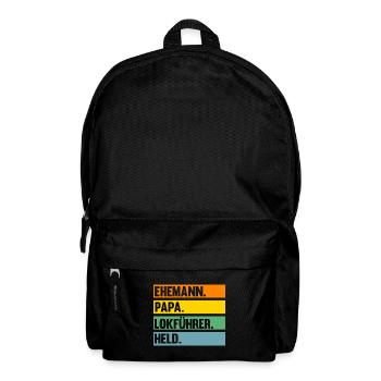 Eisenbahn Dampflok Papa Vater Lokomotive Lokführer - Rucksack - Schwarz - Vorne