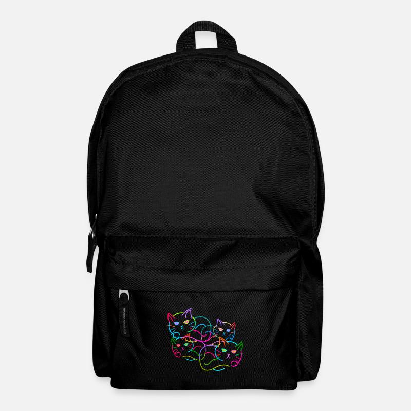 Regenbogen Katze Katzen Kätzchen Retro - Rucksack - Schwarz