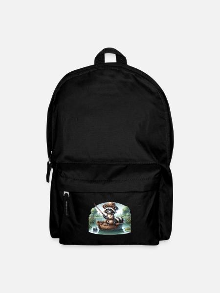 Waschbär beim Angeln für einen Waschbär-Fan - Rucksack - Schwarz
