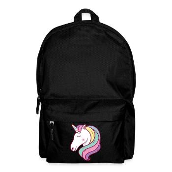 Einhorn Bunter Einhornkopf - Rucksack - Schwarz - Vorne