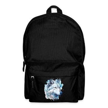 Loup Tête de loup Animal Nature Nature Nature Aquarelle Art - Sac à dos - noir - Devant