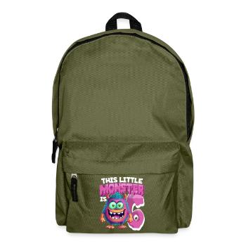 Dieses Kleine Monster Ist 6 - Sechs Jahre - 6. - Rucksack - Olivgrün - Vorne