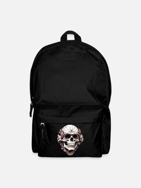 Comic Skull with Headset and Red Sunglasses - Backpack - black