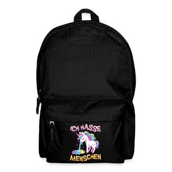 Ich Hasse Menschen Einhorn Kotzt Regenbogen Lustig - Rucksack - Schwarz - Vorne