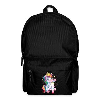 Kinder 4. Geburtstag Einhorn - Rucksack - Schwarz - Vorne