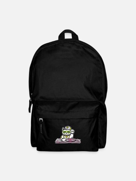 Katze DJ Techno Musik Liebhaber Elektro Musiker - Rucksack - Schwarz