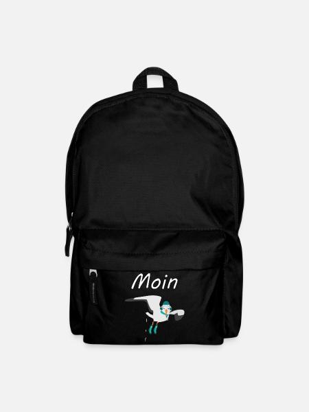 Moin - Möwe mit Winterkleidung macht Möwenschiss - Rucksack - Schwarz