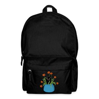 Katze in Blumen - Rucksack - Schwarz - Vorne