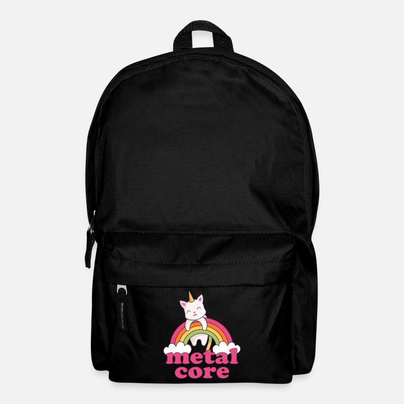 Metalcore Einhorn Katze Regenbogen Metalhead - Rucksack - Schwarz