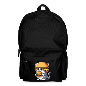 Lustige Katze Hamburger Cheeseburger Cartoon Fast - Rucksack - Schwarz - Vorne