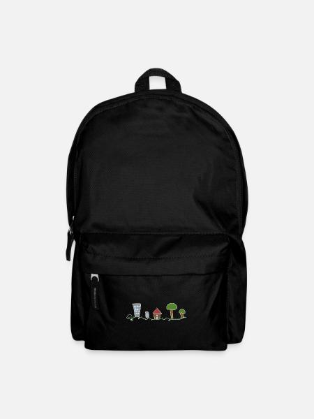 haus stadt bäume linie cartoon - Rucksack - Schwarz