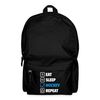 Essen, schlafen, Hockey, wiederholen! - Rucksack - Schwarz - Vorne