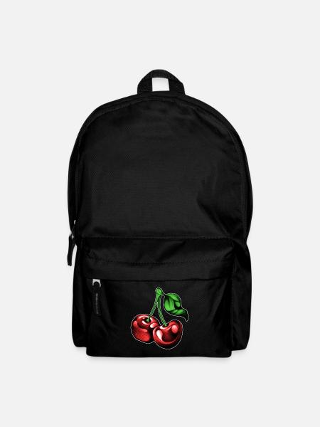 Kirschen in Brusttasche - Rucksack - Schwarz