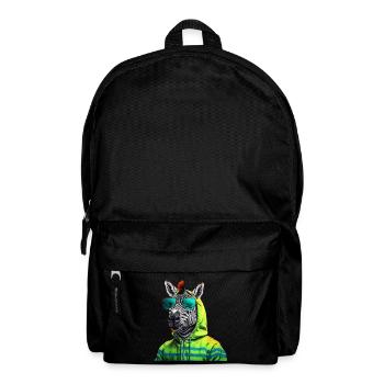 Zebra mit Sonnenbrille Bunt Coole Zebras Afrika - Rucksack - Schwarz - Vorne