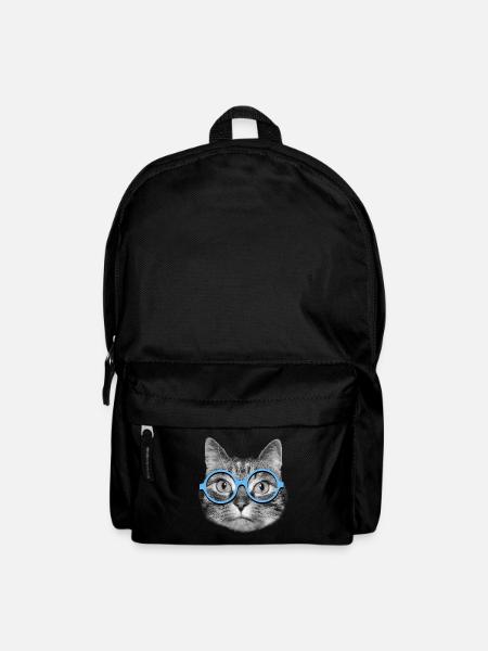 Katze mit blauer Brille - Rucksack - Schwarz